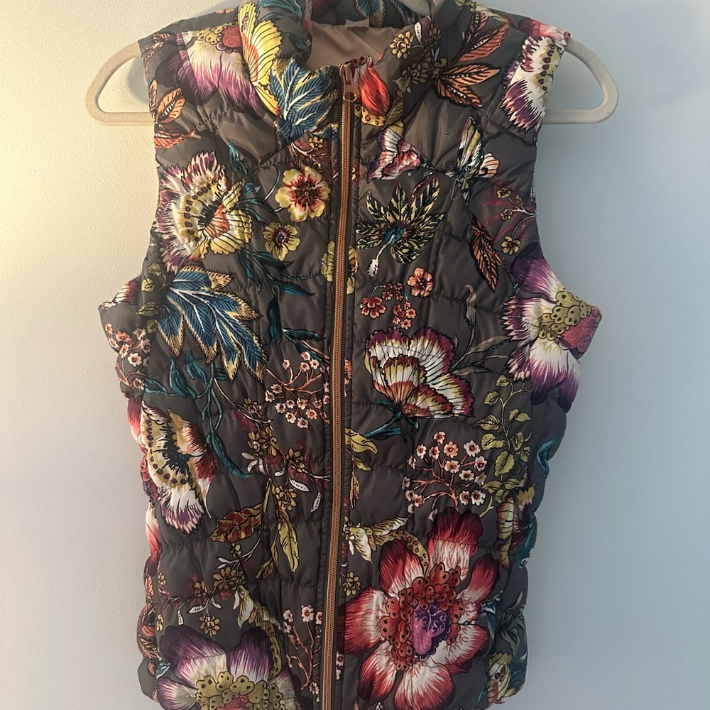 Anthropologie Multicolor Floral Quilted Vest